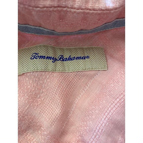 Tommy Bahama Pink Linen Hotel Tango Button Down Short Sleeved Shirt Size M - Picture 3 of 10